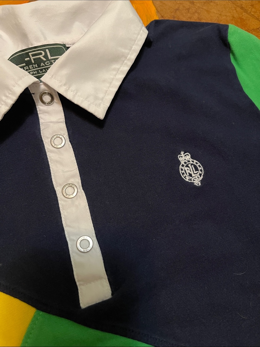 Ralph Lauren White and Navy Lauren Active Polo Sz L - Picture 3 of 4